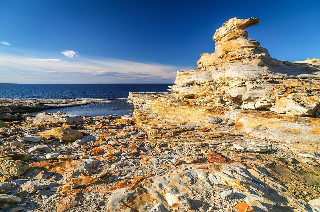 red stones beach